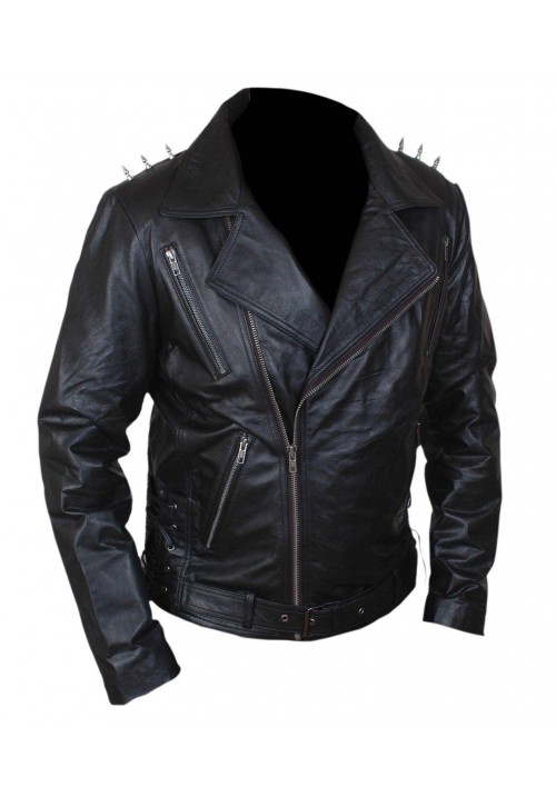 Ghost Rider Nicholas Cage Motorcycle Motorbike Biker Jacket with Metal Spikes